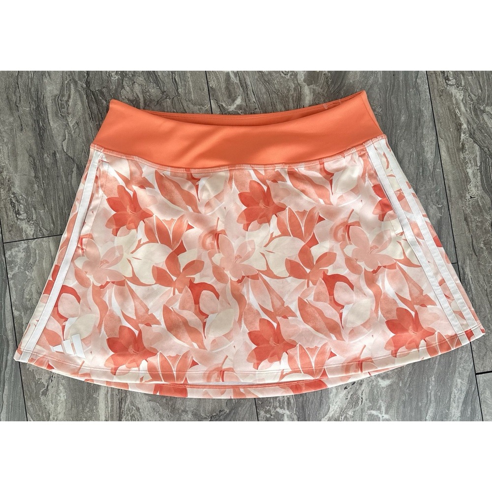 Adidas Women's Small Floral Tennis Golf Skort Orange Built In Shorts 0331